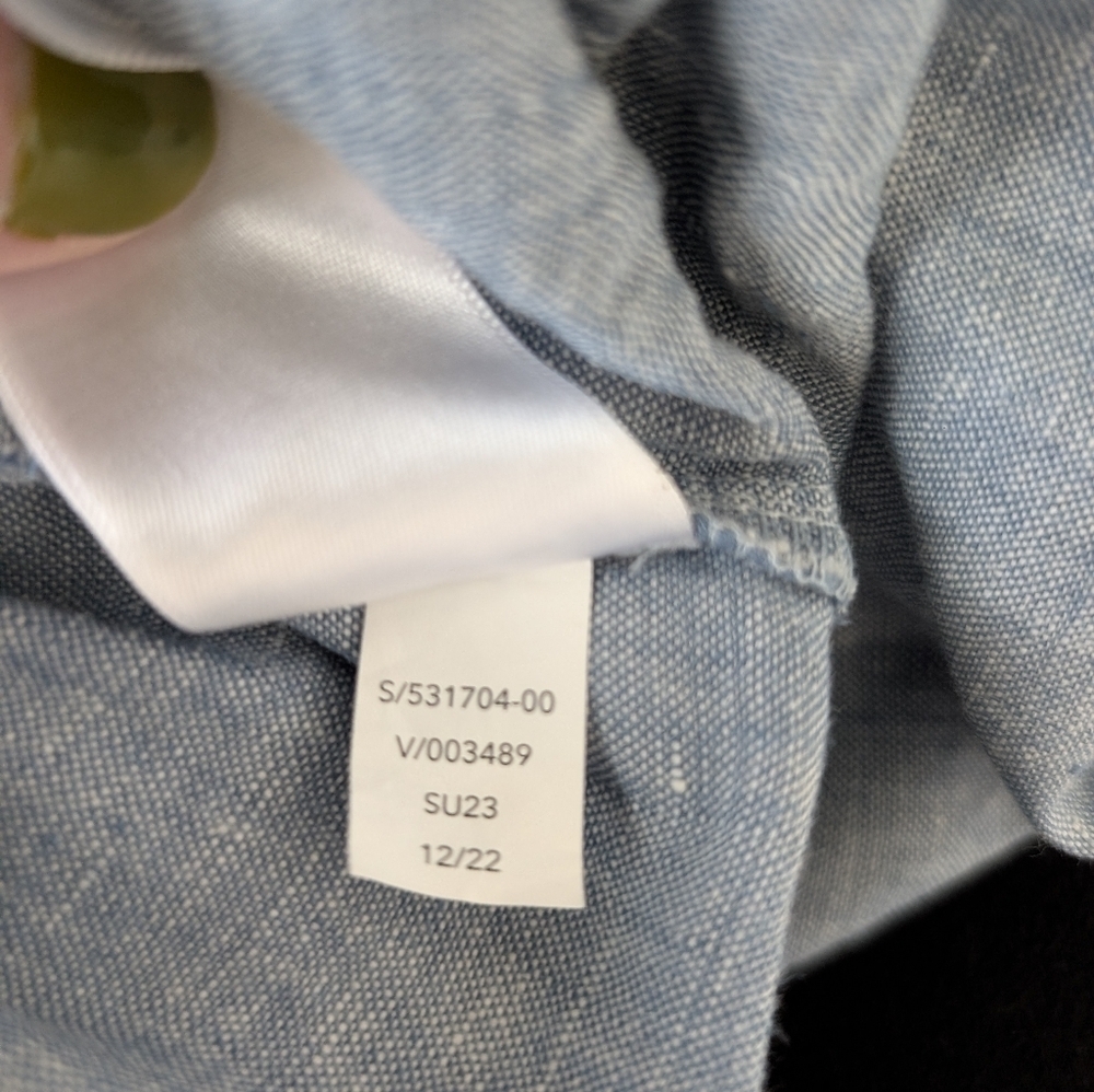 Athleta Retreat Linen Jogger Pants Womens 6 Heather Blue Zip Pockets Drawstring - Picture 9 of 12